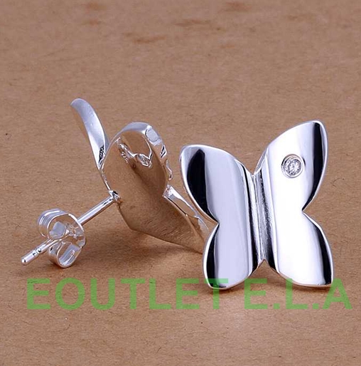 16x15mm CZ BUTTERFLY SILVER STUD EARRINGS